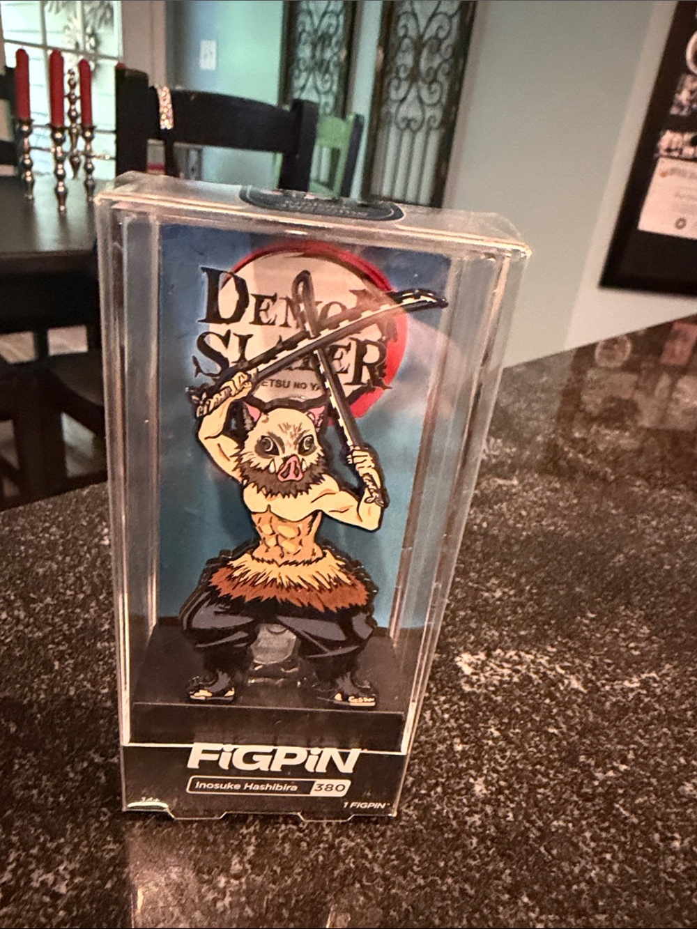 FiGPiN Demon Slayer Inosuke Hashibira Enamel Pin - Blue Background